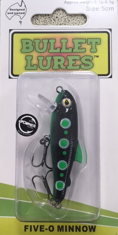Bullet Lures Five-O Minnow Sinking (Green Widow)