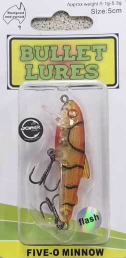 Bullet Lures Five-O Minnow Sinking (Raw Prawn)