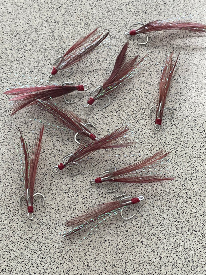 Dressed Treble Hooks - Red #10 (5pc)