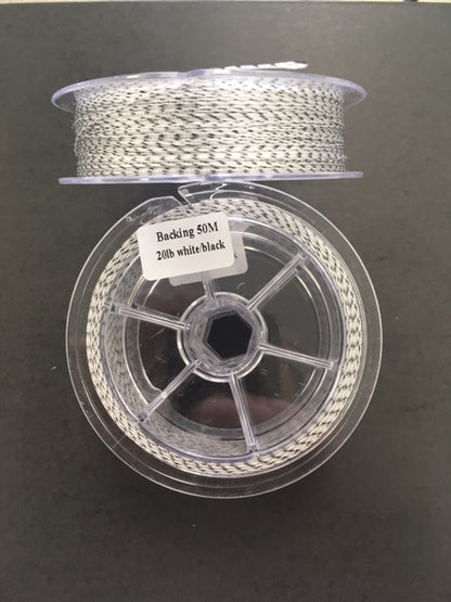 Hi Vis Braided Dacron Backing Line - 50m 20lb (White & Black)
